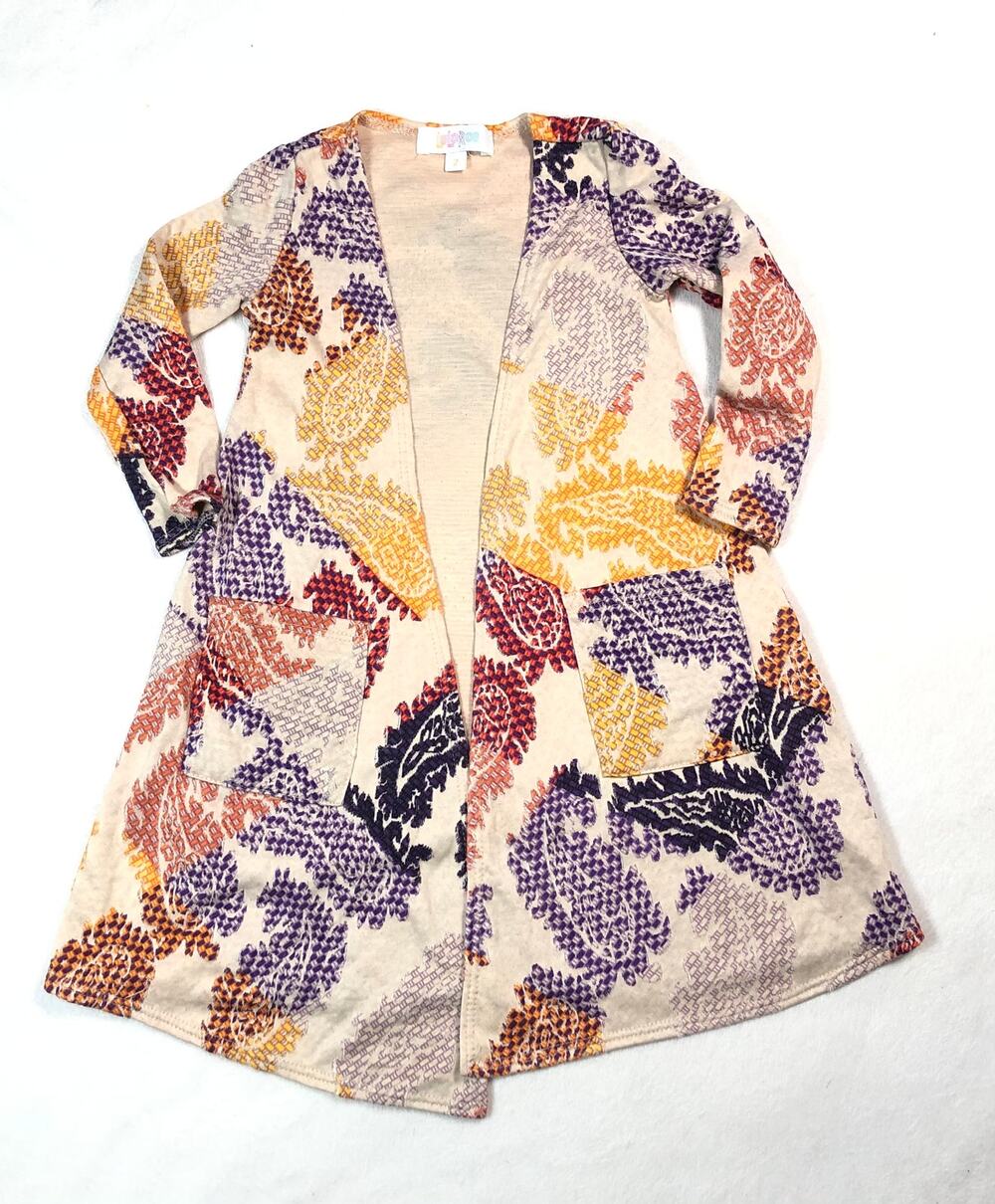 LULAROE GIRLS BOHO DUSTER SWEATER SIZE 2